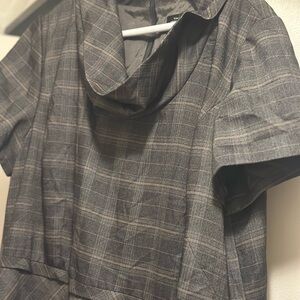 Tahari ASL Gray Plaid Midi Dress size 20W
